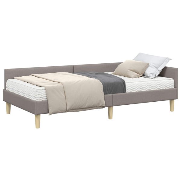 vidaXL Hoekbedframe met Matras Anders met hoofdeinde 2 pcs Taupe Stof