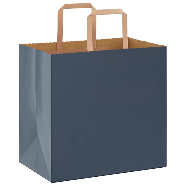 vidaXL Papieren zakken 250 st met hengsels 26x17x25 cm blauw