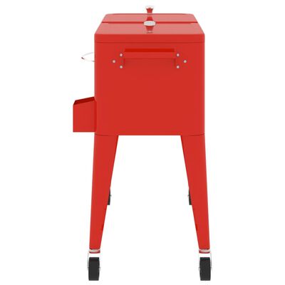 vidaXL Koelbox op wielen 92x43x89 cm rood