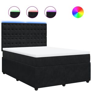 vidaXL Boxspring met matras fluweel zwart 140x190 cm