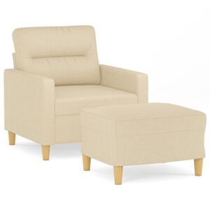 vidaXL Fauteuil met voetenbank 60 cm stof cr&egrave;mekleurig