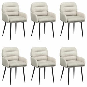 vidaXL Eettafelstoelen 6 st fluweel Cr&egrave;mekleurig 59 x 59,5 x 90 cm
