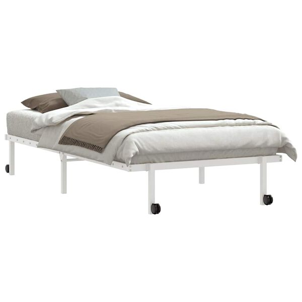 vidaXL Bedframe zonder matras opvouwbaar 107x203 cm staal wit