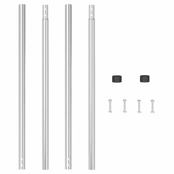 vidaXL Hekpalen 2 pcs Zilver Poedergecoat staal