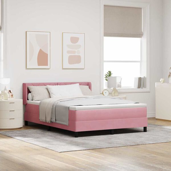 vidaXL Boxspringbed met matras Roze 200 x 160 cm Polyester