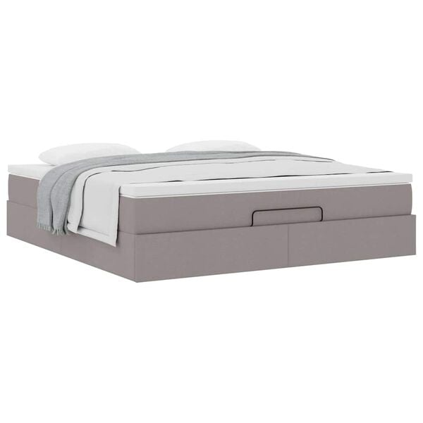 vidaXL Ottoman bed met matras 160x200cm stof taupe