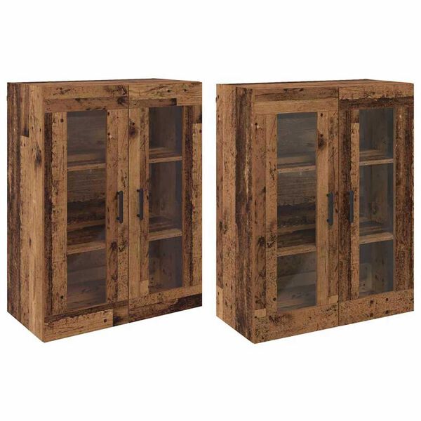 vidaXL Wandgemonteerde Kasten 2 pcs Oud hout 69,5 x 34 x 90 cm