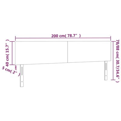 vidaXL Hoofdbord LED 200x5x78/88 cm fluweel donkergrijs