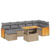 vidaXL 8-delige Loungeset met kussens poly rattan beige
