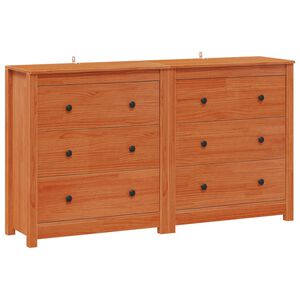 vidaXL Dressoir 2 st Wasbruin 140 x 35 x 80 cm Massief grenenhout