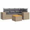 vidaXL 5-delige Loungeset met kussens poly rattan beige