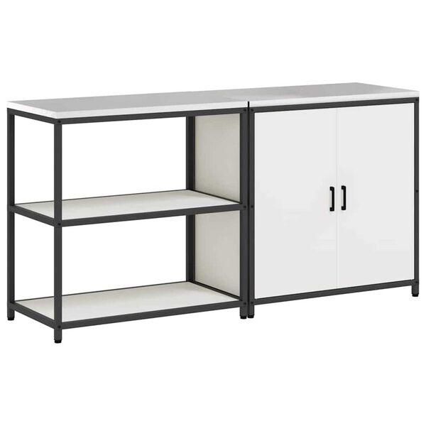 vidaXL Keukenopslag set met plank 2 pcs Wit Koudgewalst staal