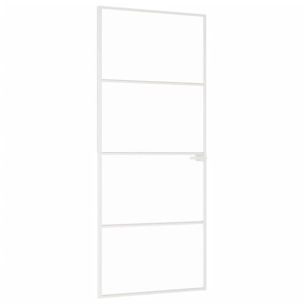 vidaXL Binnendeur 83x201,5 cm gehard glas en aluminium smal wit