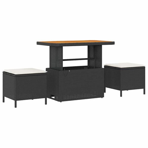 vidaXL Tuin Sofa Set met kussen 10 pcs Zwart en Cr&egrave;me 90 x 55 x 71 cm