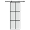 vidaXL Schuifdeur met beslag 76x205 cm gehard glas en aluminium