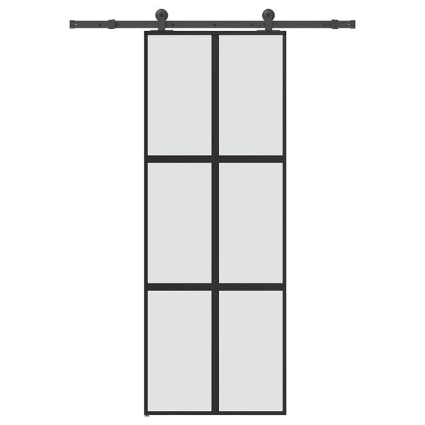 vidaXL Schuifdeur met beslag 76x205 cm gehard glas en aluminium