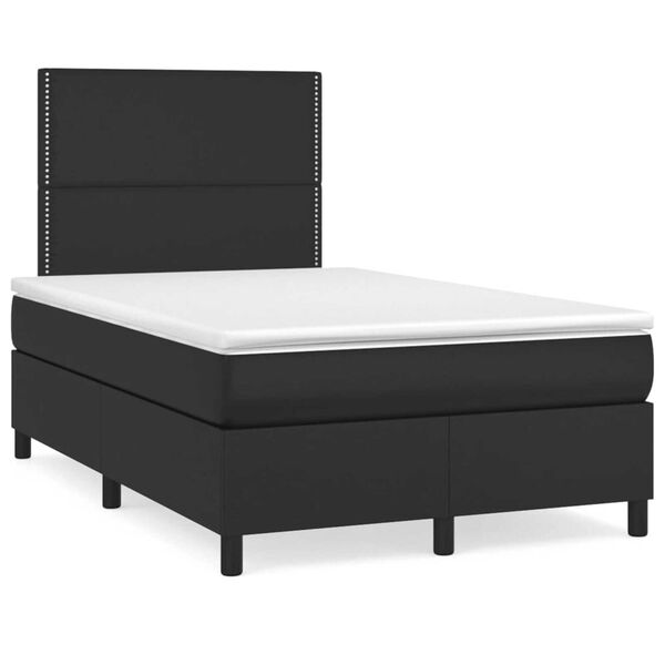 vidaXL Boxspring met matras en LED kunstleer zwart 120x190 cm