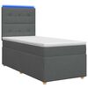 vidaXL LED Boxspring Bed met Matras Donkergrijs 90 x 190 cm Stof
