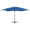 vidaXL Parasol 4-laags met aluminium paal 250x250 cm azuurblauw