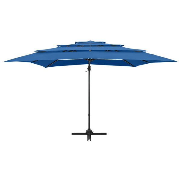 vidaXL Parasol 4-laags met aluminium paal 250x250 cm azuurblauw