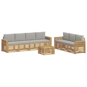 vidaXL Sofa-Sets 8 st Wit en Lichtgrijs Polyester