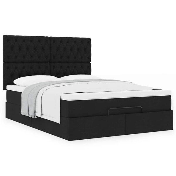 vidaXL Ottoman bed met matras 140x200cm stof zwart