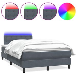 vidaXL Boxspring met matras en LED fluweel donkergrijs 120x220 cm