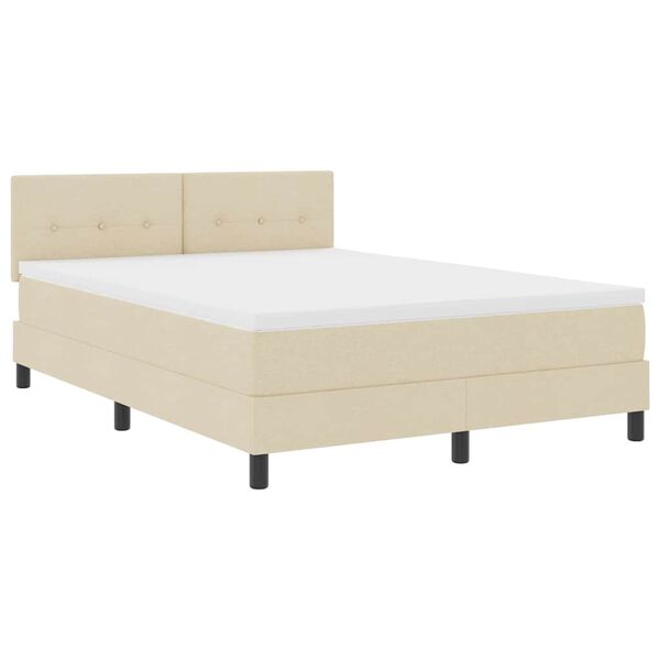 vidaXL Boxspring bed met matras met hoofdeinde Cr&egrave;me 140 x 190 cm Stof