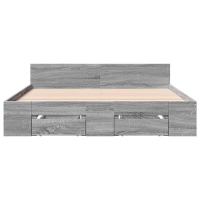 vidaXL Bedframe met lades bewerkt hout grijs sonoma eiken 160x200 cm