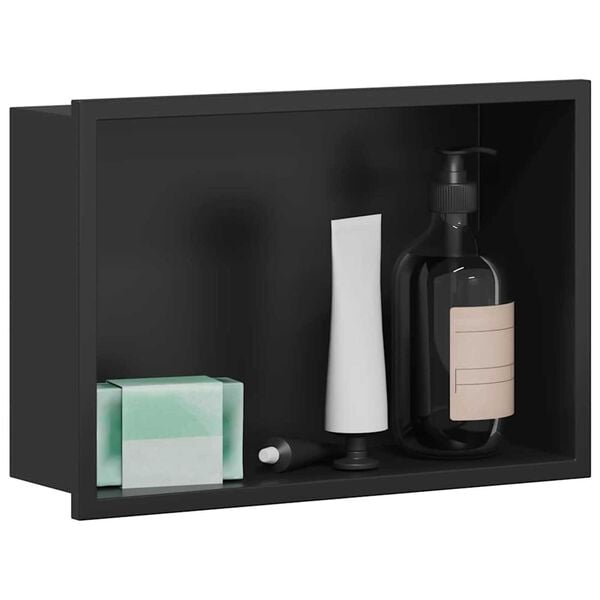vidaXL Douche Niche Zwart 30 x 20 x 9,5 cm Roestvrij staal