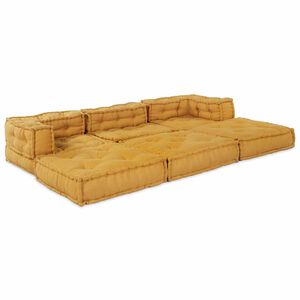 vidaXL Modulair Sofabet 3 pcs Geel Stof
