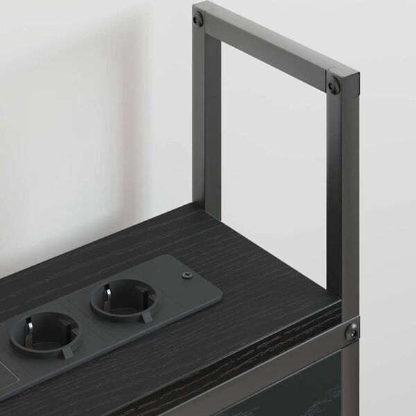 vidaXL Opberghoofdbord met Oplaadstation Zwart eiken 203 x 15 x 98 cm