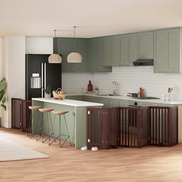 vidaXL Hondenhek inklapbaar 9 panelen 450 cm populierenhout bruin