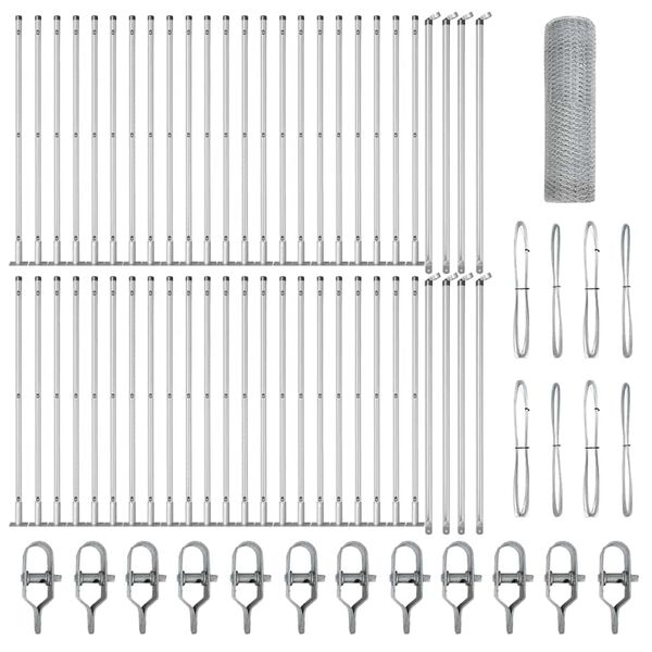 vidaXL Afrasteringspaal Zilver 100 x 0,5 m (13 mm gaas) Staal