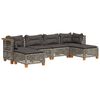vidaXL 6-delige Loungeset met kussens poly rattan grijs