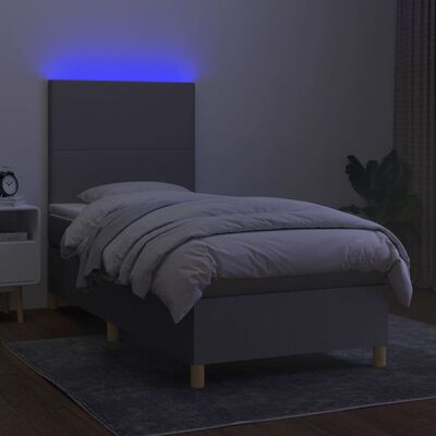 vidaXL Boxspring met matras en LED stof lichtgrijs 100x200 cm