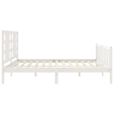 vidaXL Bedframe met hoofdbord massief hout wit 200x200 cm