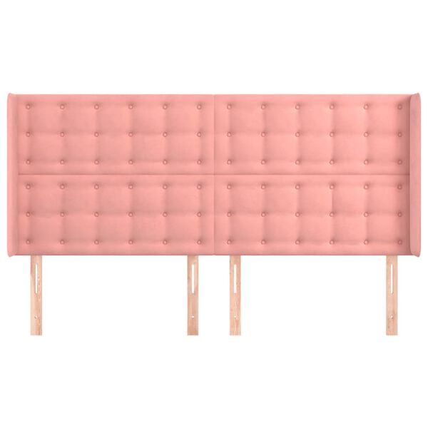 vidaXL Hoofdbord met randen 163x16x118/128 cm fluweel roze