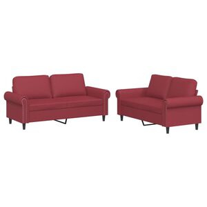 vidaXL 2-delige Loungeset met kussens kunstleer wijnrood