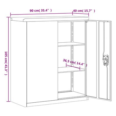 vidaXL Archiefkast 90x40x145 cm staal zwart