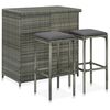 vidaXL 3-delige Barset poly rattan grijs