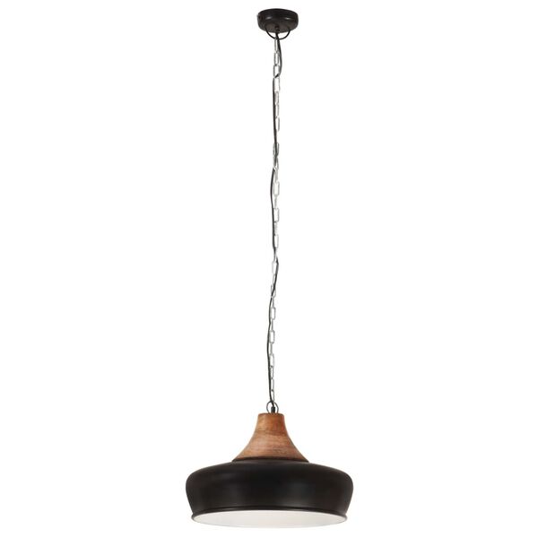 vidaXL Hanglamp industrieel E27 26 cm ijzer en massief hout zwart