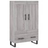vidaXL Hoge kast 69,5x31x115 cm bewerkt hout grijs sonoma eikenkleurig