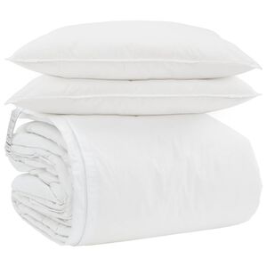 vidaXL Dekbed Set met kussen 3 pcs Wit Donsveertjes