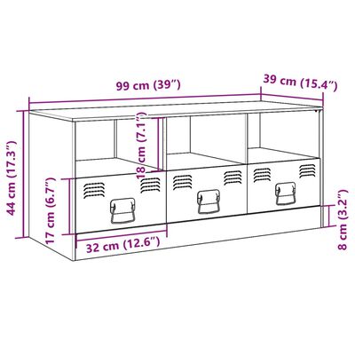 vidaXL Tv-meubel 99x39x44 cm staal olijfgroen