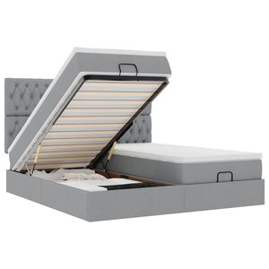 vidaXL Ottoman bed met matrassen 200x200cm stof lichtgrijs