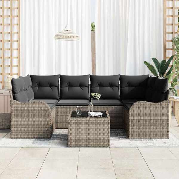 vidaXL Tuin Sofa Set Grijs 55 x 55 x 37 cm poly rattan