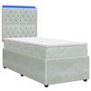 vidaXL LED Boxspring Bed met Matras Lichtgrijs 90 x 190 cm Fluweel