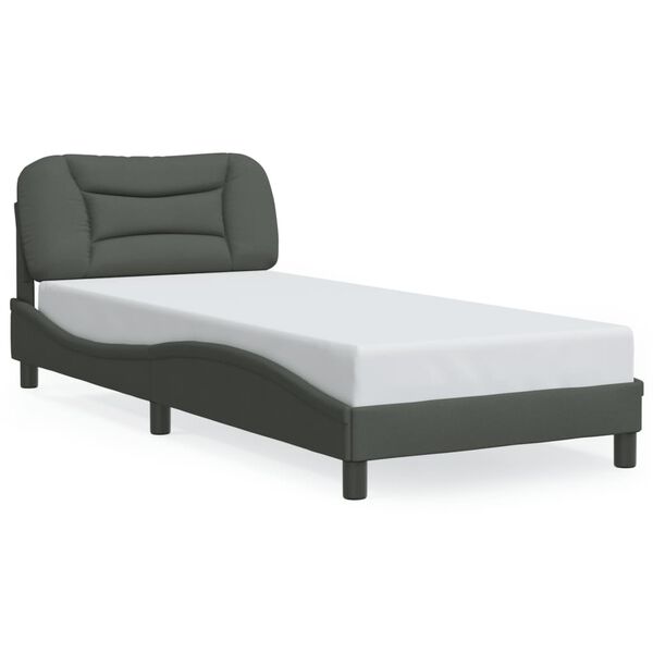 vidaXL Bedframe met LED zonder matras "Hvar" 90x190 cm stof donkergrijs