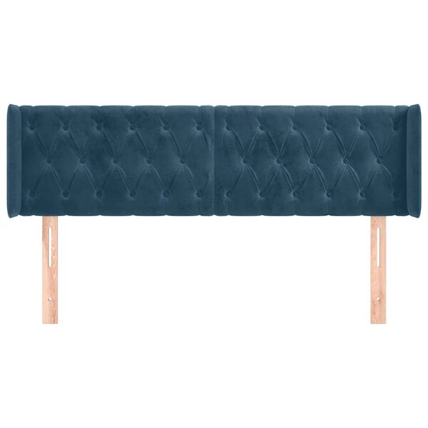 vidaXL Hoofdbord met randen 163x16x78/88 cm fluweel donkerblauw